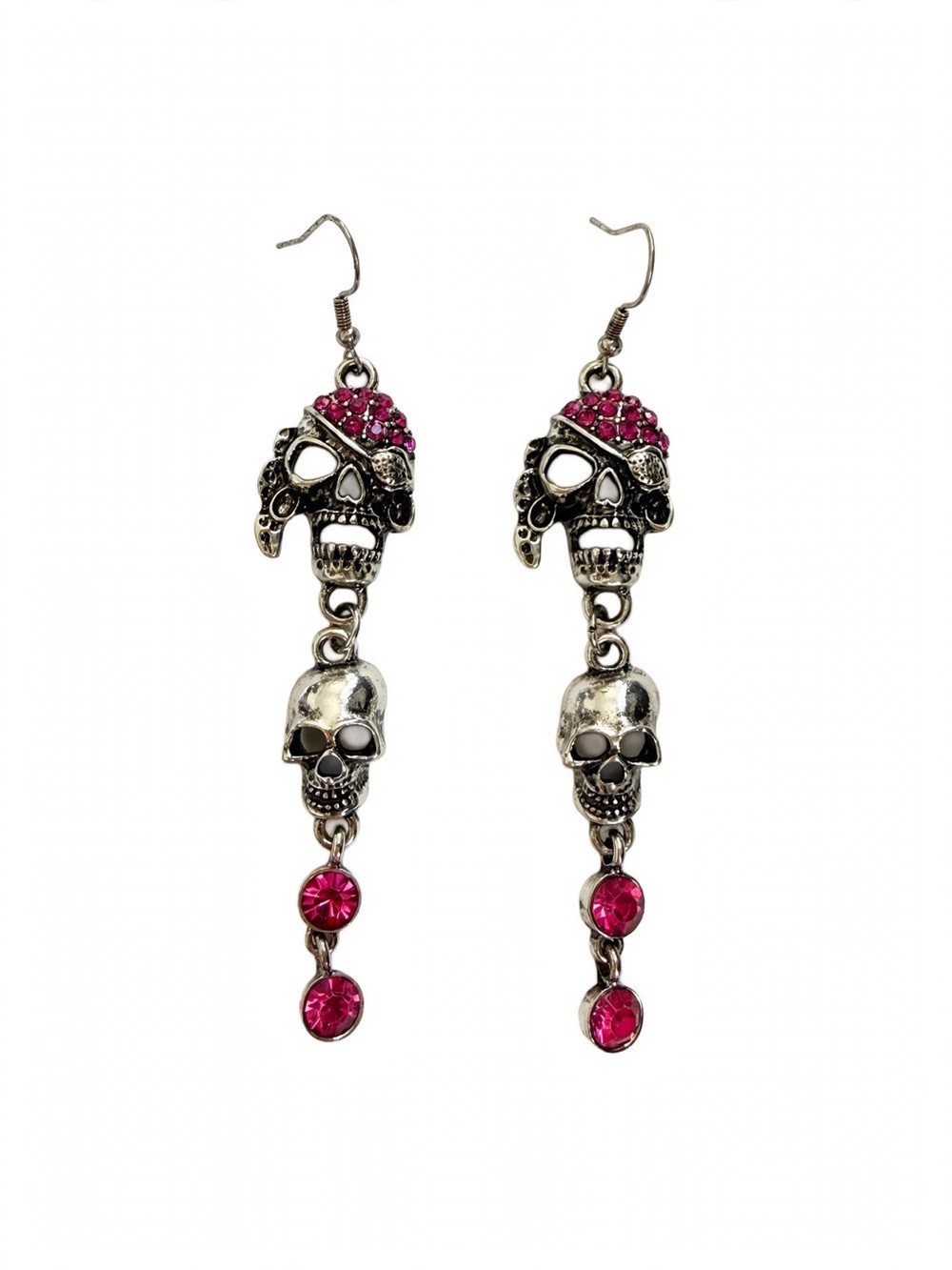 New Skull Dangle Earring 925 Silver Hooks For women E088